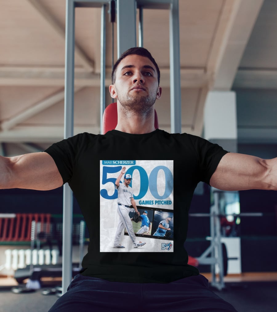 Max Scherzer 500 Games Pitched Blue Jays 50 T-Shirt