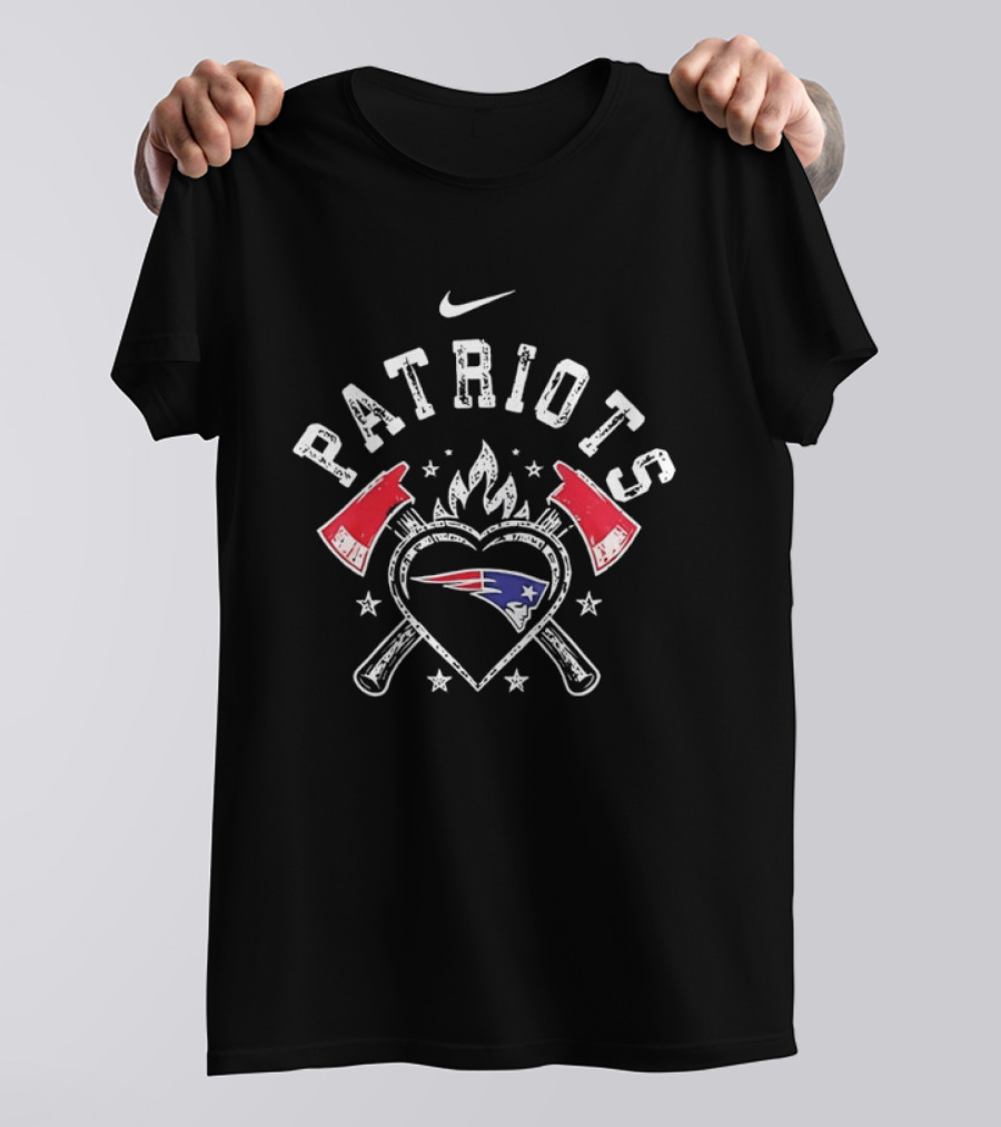 Nike Patriots Distressed Heart Axes Stars Flame T-Shirt