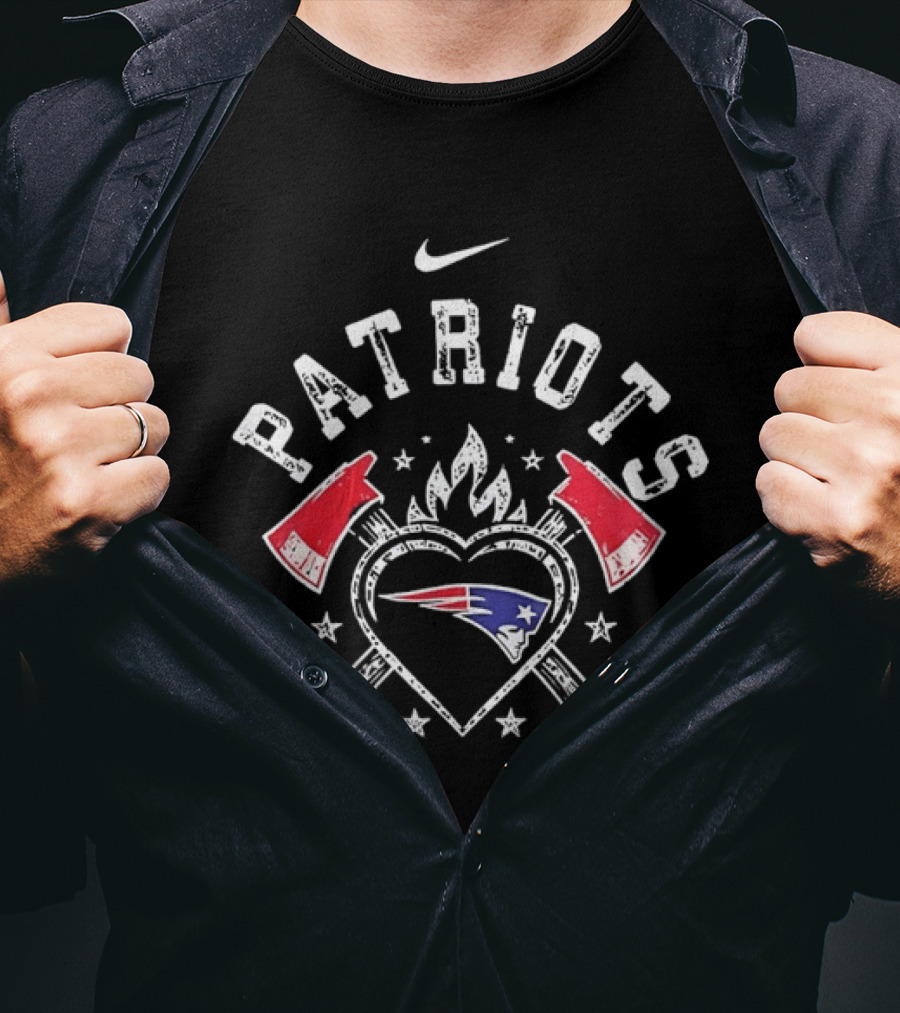 Nike Patriots Distressed Heart Axes Stars Flame T-Shirt