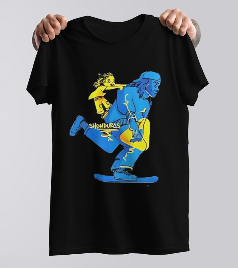 Shonduras Skateboard Skater Yellow Blue T-Shirt