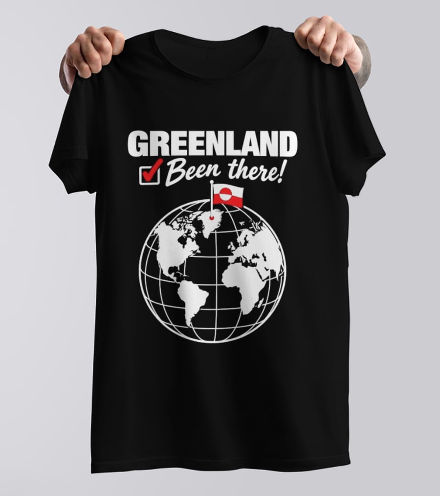 Greenland Been There Travel Map With Flag And Globe T-Shirt