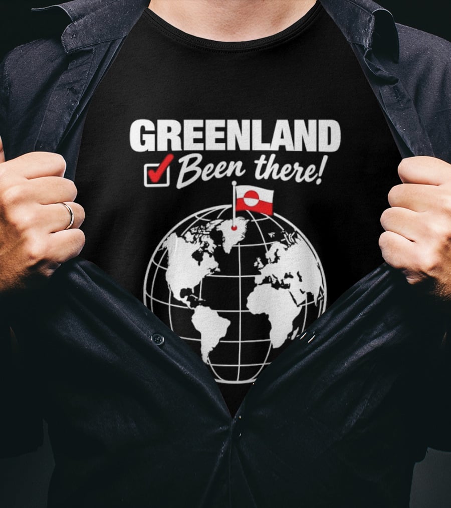 Greenland Been There Travel Map With Flag And Globe T-Shirt