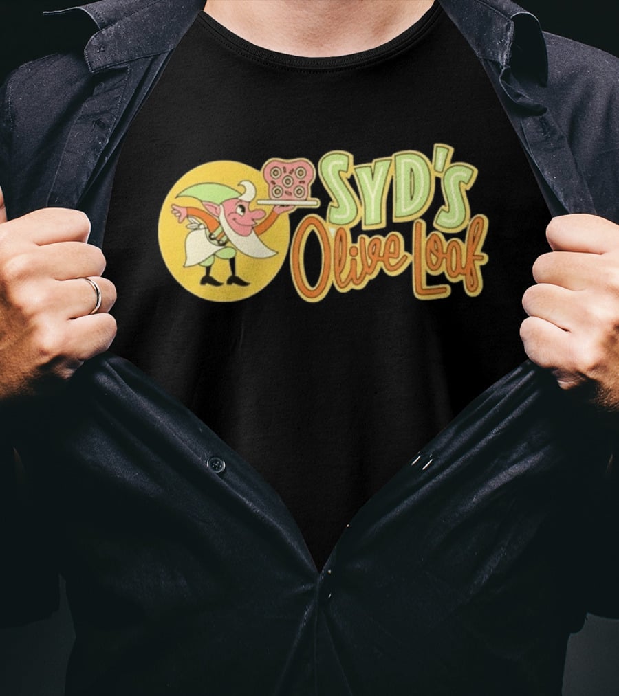 Syd's Olive Loaf Elf Holding Sandwich T-Shirt