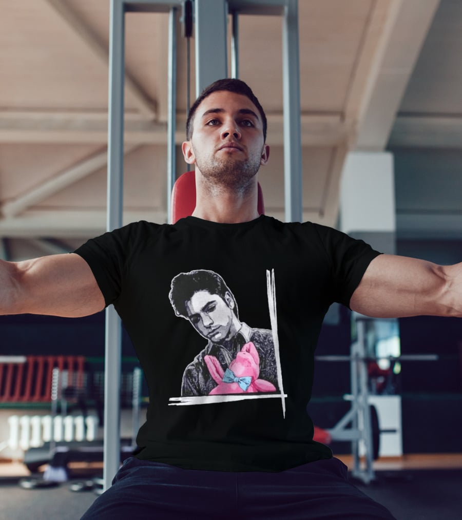 John Stamos Uncle Jesse Pink Bunny With Blue Bow Tie T-Shirt