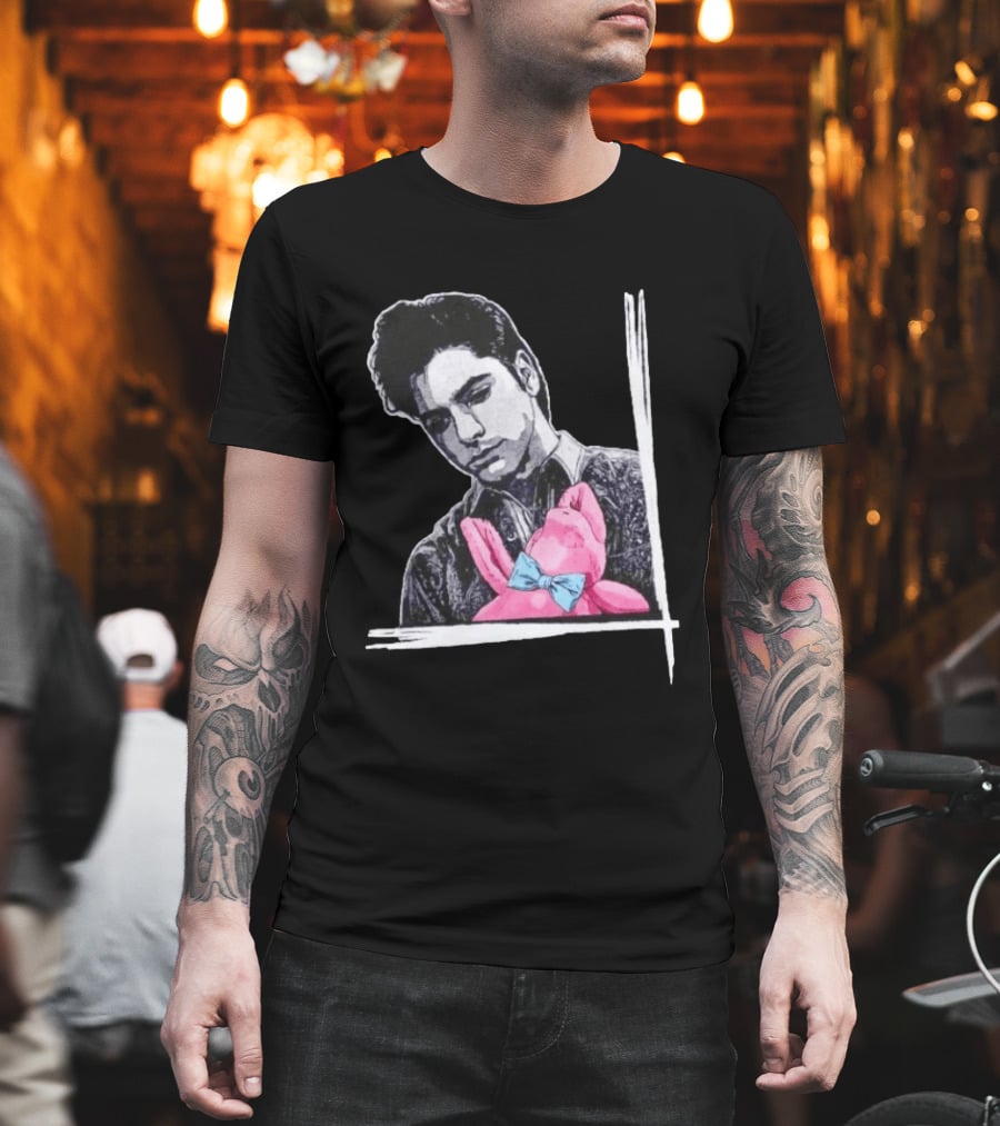 John Stamos Uncle Jesse Pink Bunny With Blue Bow Tie T-Shirt