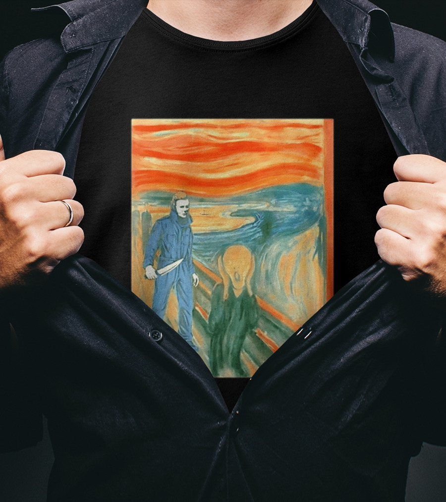 Michael Myers Meets The Scream Edvard Munch Mashup T-Shirt