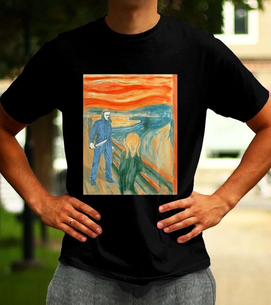 Michael Myers Meets The Scream Edvard Munch Mashup T-Shirt
