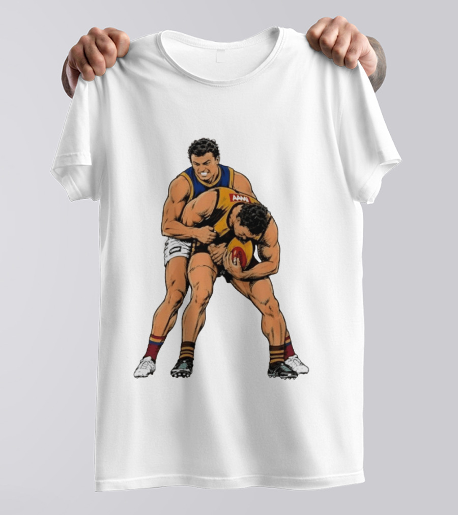 AFL Football Tackle Illustration Vintage Style Sports Art Players Rugby Action T-Shirt