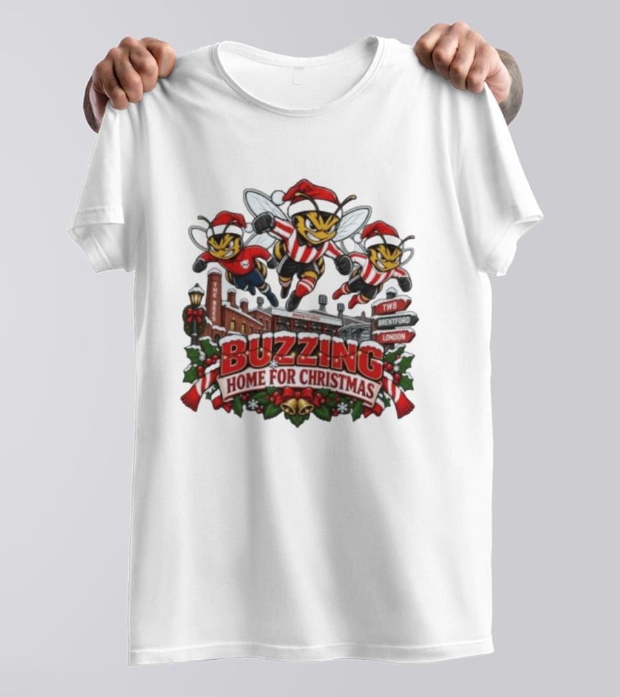Buzzing Home For Christmas Bees TW8 Brentford London T-Shirt