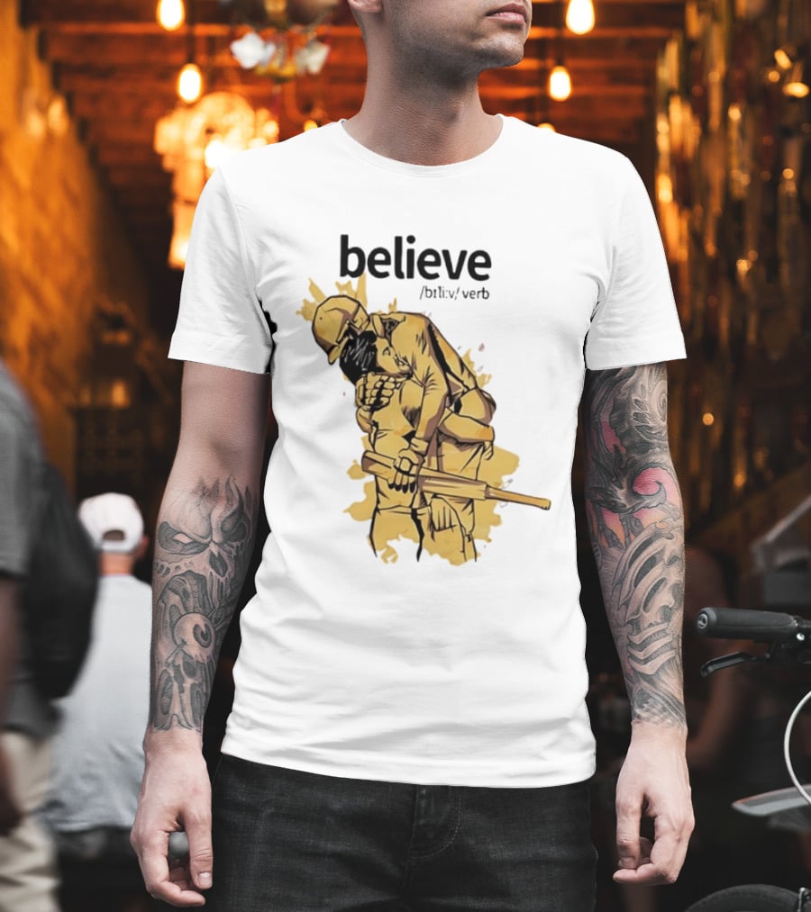 Believe Verb Definition Inspirational Motivation Embrace Cricket Players Hugging T-Shirt