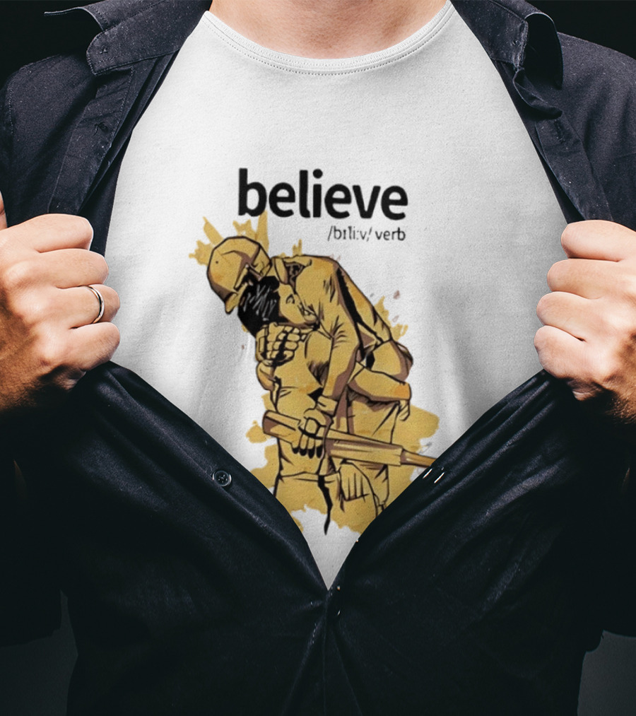 Believe Verb Definition Inspirational Motivation Embrace Cricket Players Hugging T-Shirt