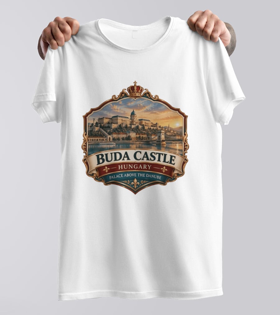 Buda Castle Hungary Palace Above The Danube Majestic Sunset View T-Shirt