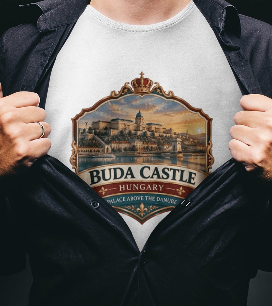 Buda Castle Hungary Palace Above The Danube Majestic Sunset View T-Shirt