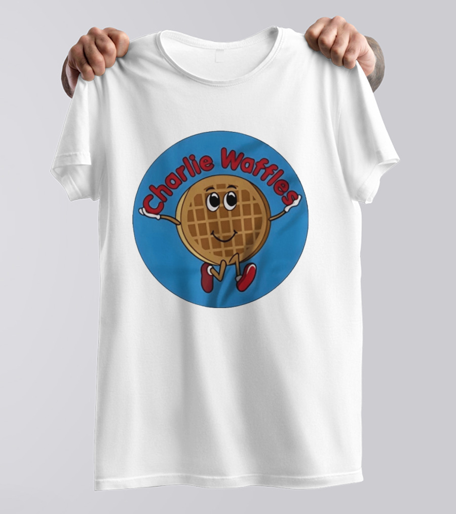 Charlie Waffles Cartoon Smiling Character In Red Shoes T-Shirt