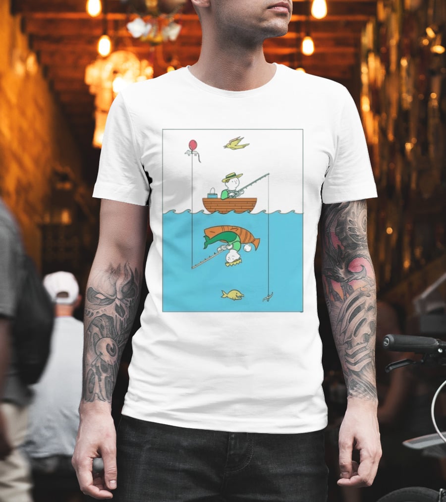 Owenbroadcast Fishing Bear With Turtle And Balloon T-Shirt