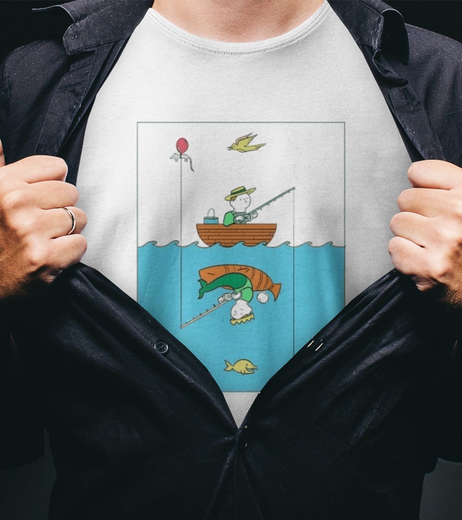 Owenbroadcast Fishing Bear With Turtle And Balloon T-Shirt