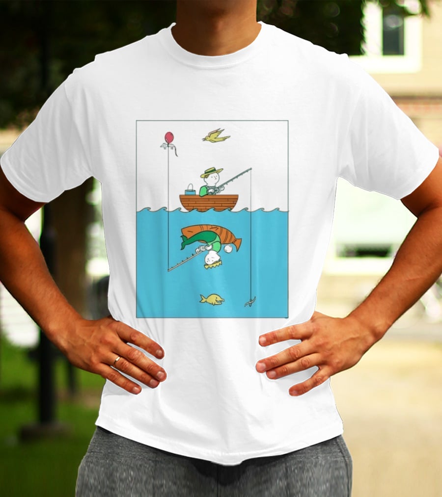 Owenbroadcast Fishing Bear With Turtle And Balloon T-Shirt