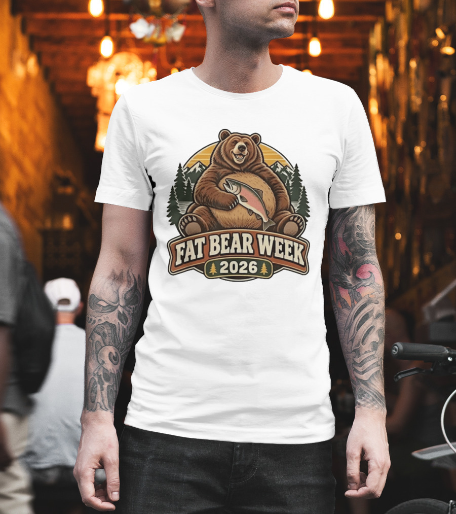 Fat Bear Week 2026 Nature Wildlife Fishing Bear Holding Salmon T-Shirt