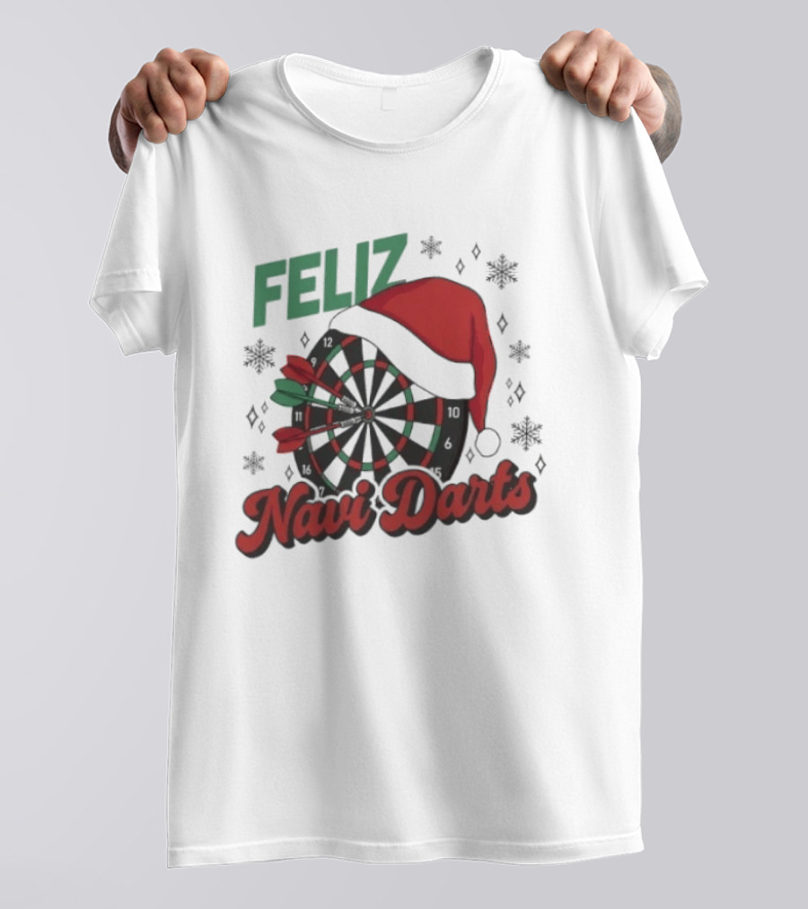 Feliz Navidarts Christmas Santa Hat Darts Board Snowflakes T-Shirt