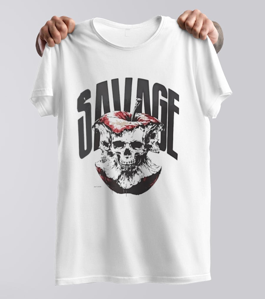 Savage Skull Apple Gothic Edgy T-Shirt