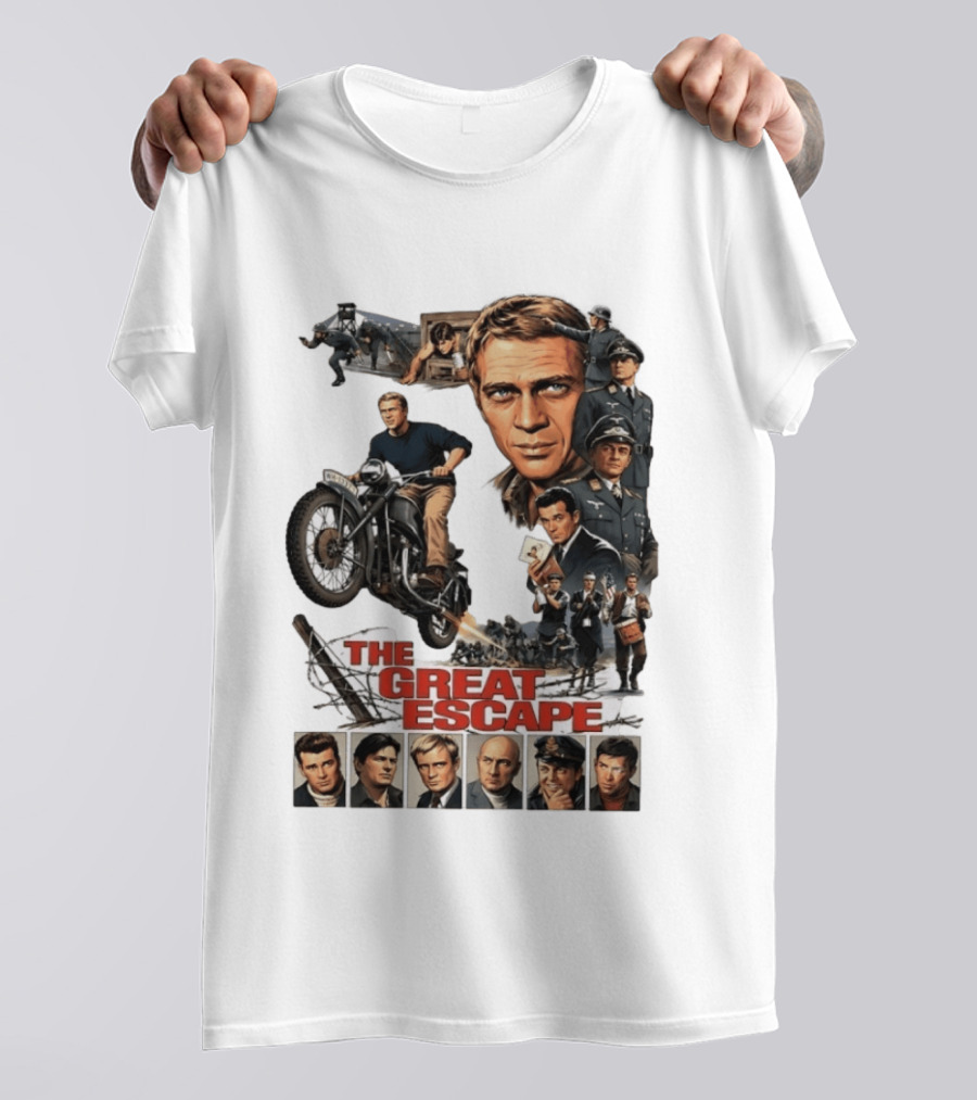 The Great Escape Classic Cinema Movie Steve McQueen 60s War Film T-Shirt