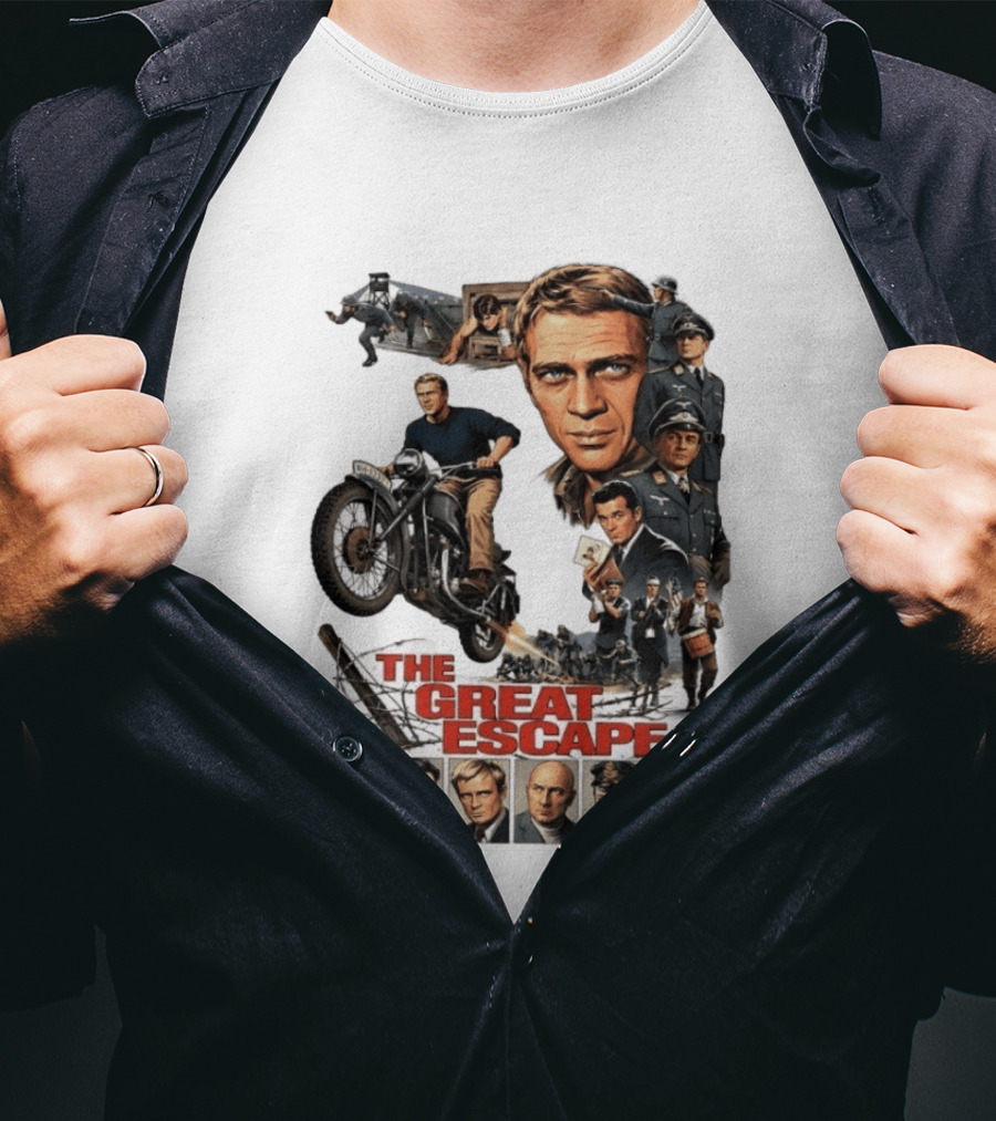 The Great Escape Classic Cinema Movie Steve McQueen 60s War Film T-Shirt