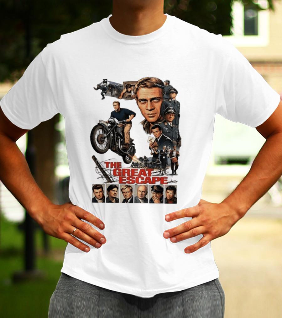 The Great Escape Classic Cinema Movie Steve McQueen 60s War Film T-Shirt