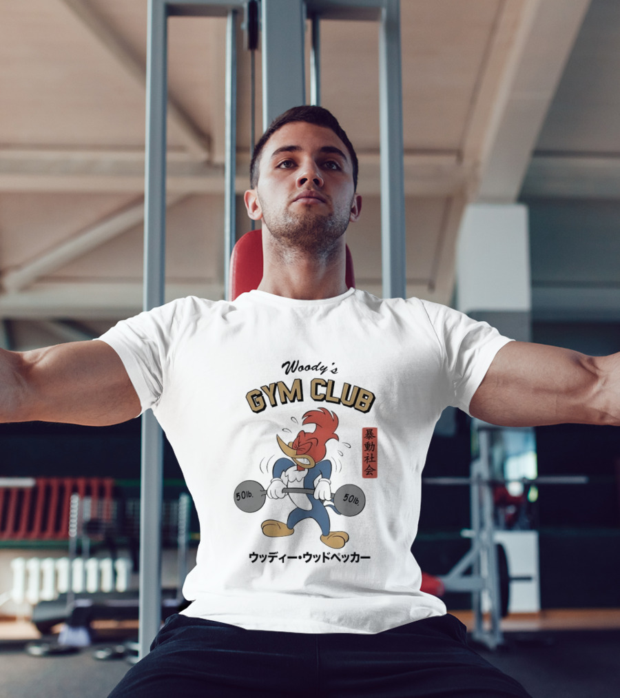 Woody Woodpecker Woody's Gym Club 50lb Cartoon T-Shirt