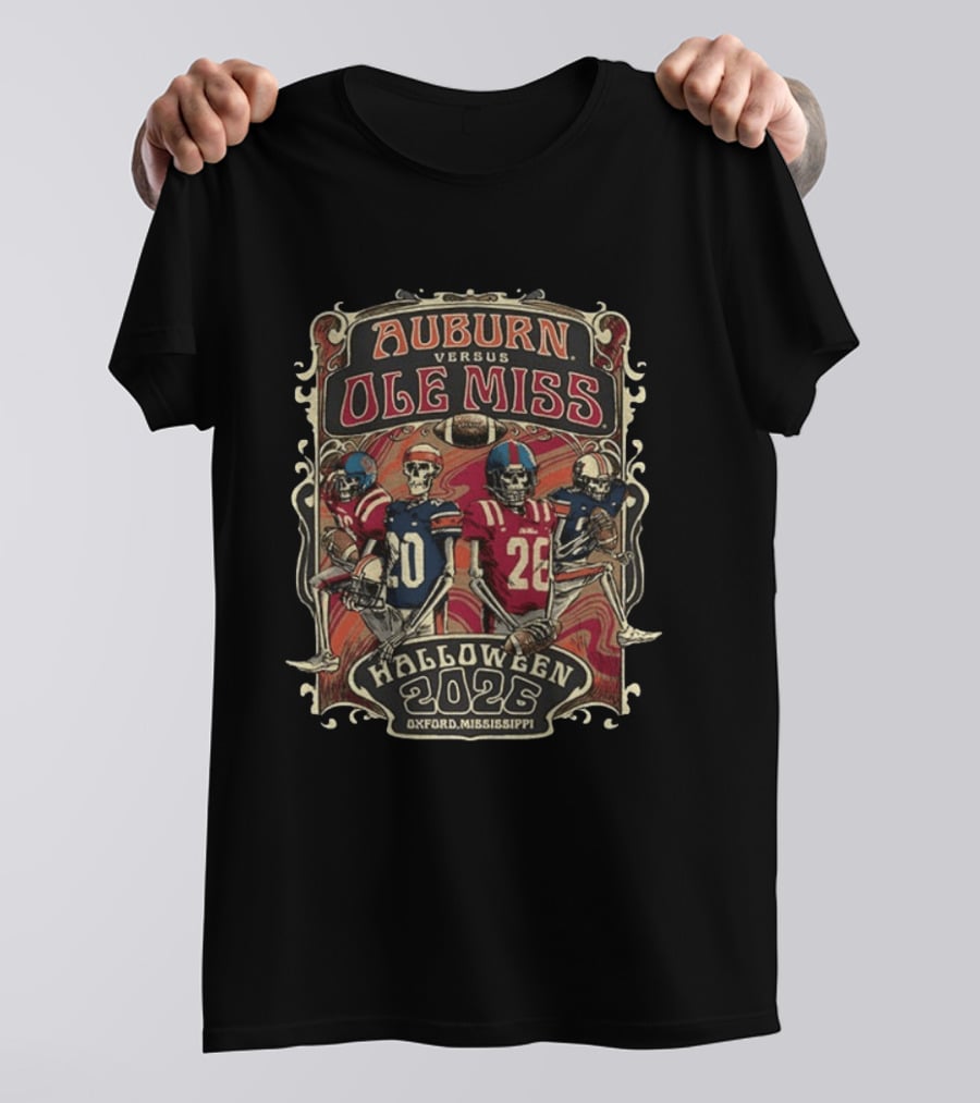 Auburn Versus Ole Miss Halloween 2026 Oxford Mississippi Football Matchup T-Shirt