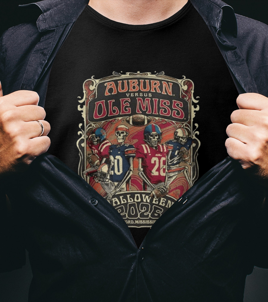 Auburn Versus Ole Miss Halloween 2026 Oxford Mississippi Football Matchup T-Shirt