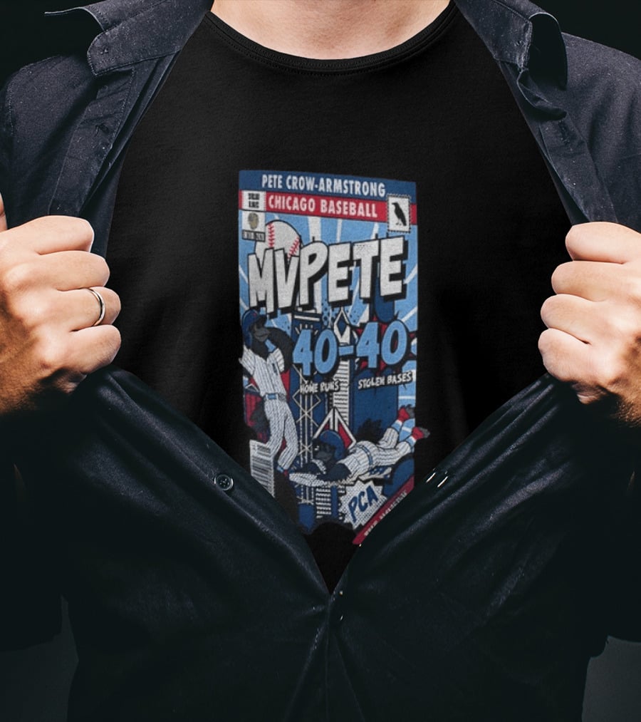 Chicago Cubs MVPete Pete Crow Armstrong 40 Home Runs 40 Stolen Bases Comic The Windy City T-Shirt