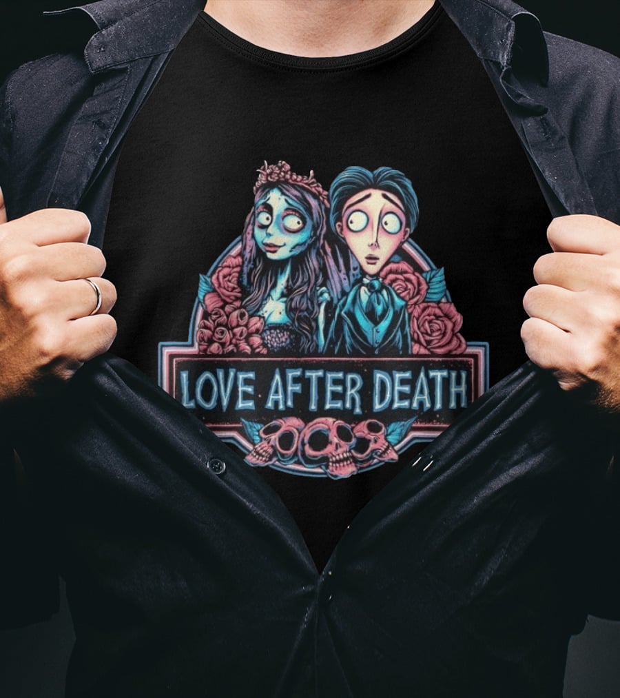 Corpse Bride Love After Death Tim Burton Roses Skulls T-Shirt