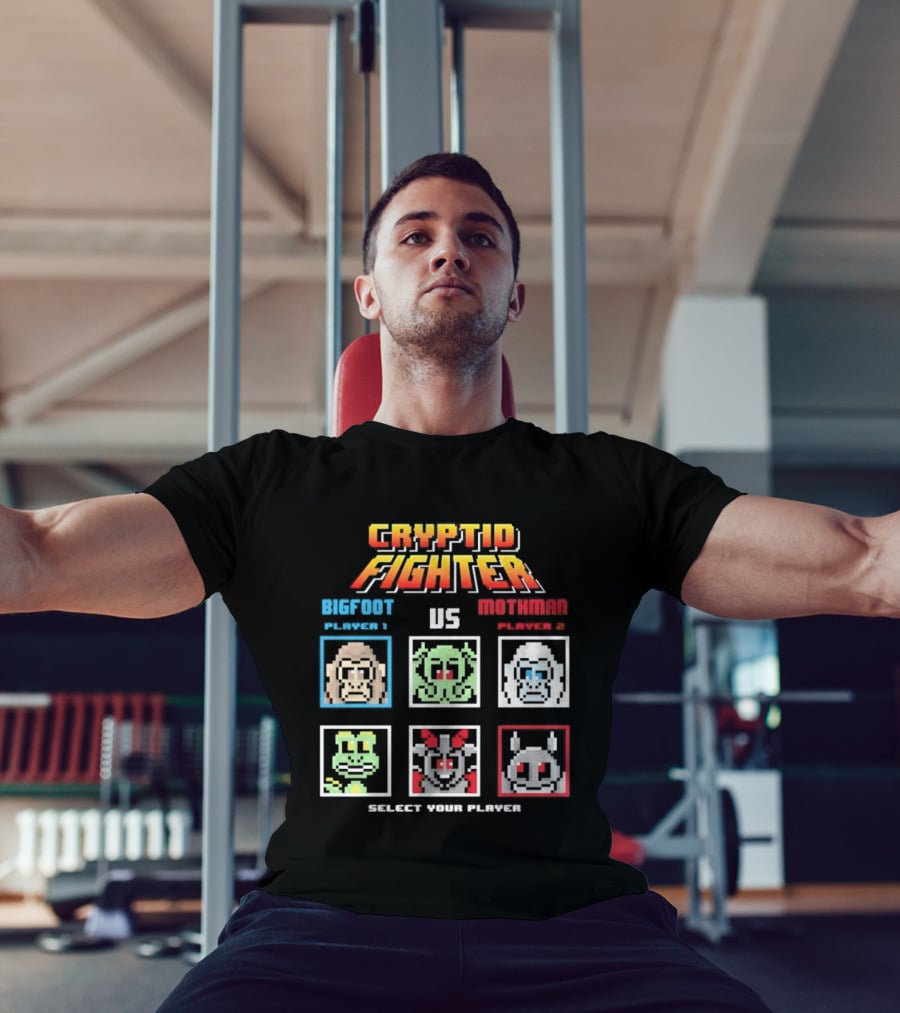 Cryptid Fighter Bigfoot Player 1 Vs Mothman Player 2 Select Your Player T-Shirt