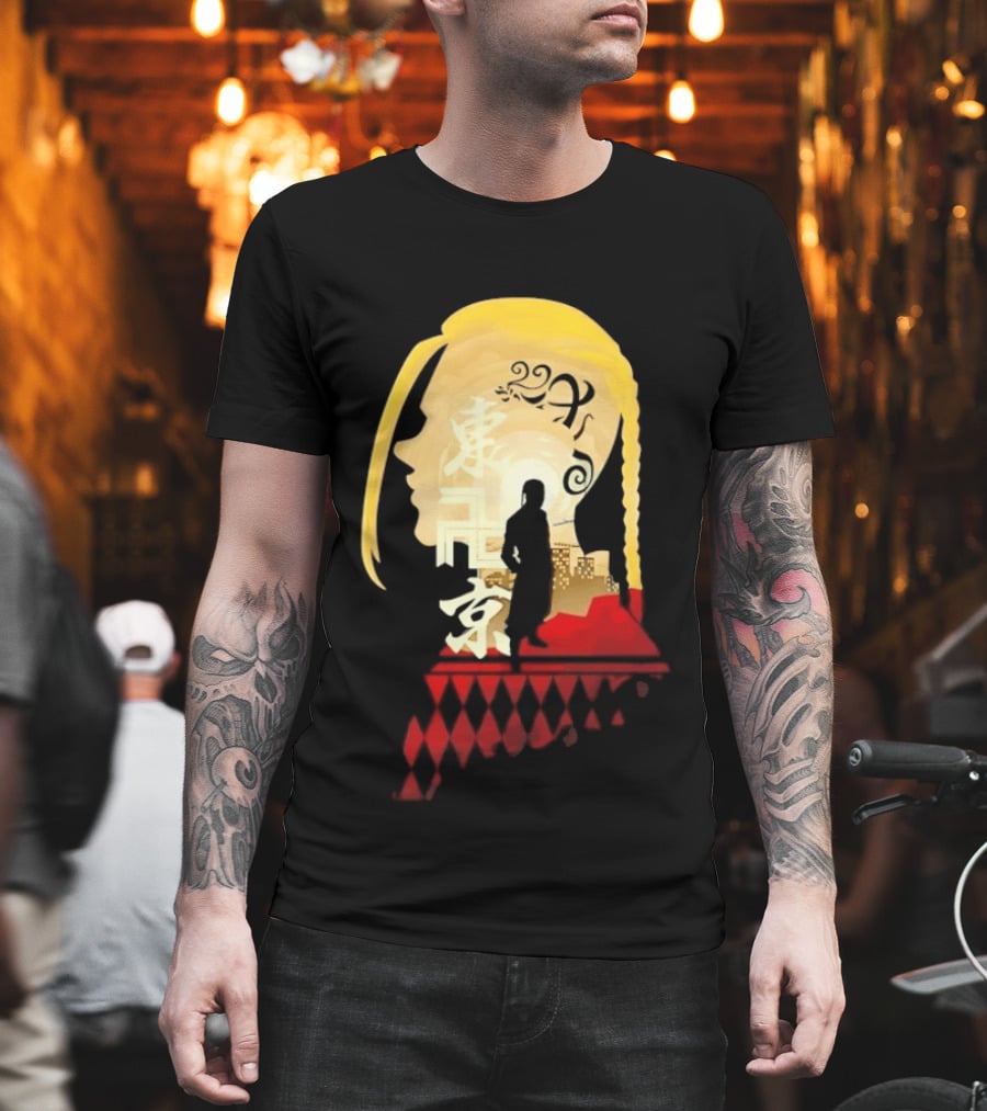 Ken Ryuguji Tokyo Revengers Draken Silhouette Art Japan Cityscape Hair T-Shirt