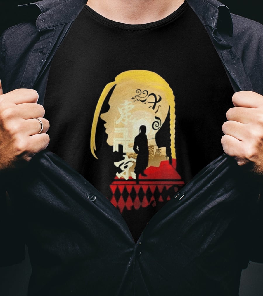 Ken Ryuguji Tokyo Revengers Draken Silhouette Art Japan Cityscape Hair T-Shirt