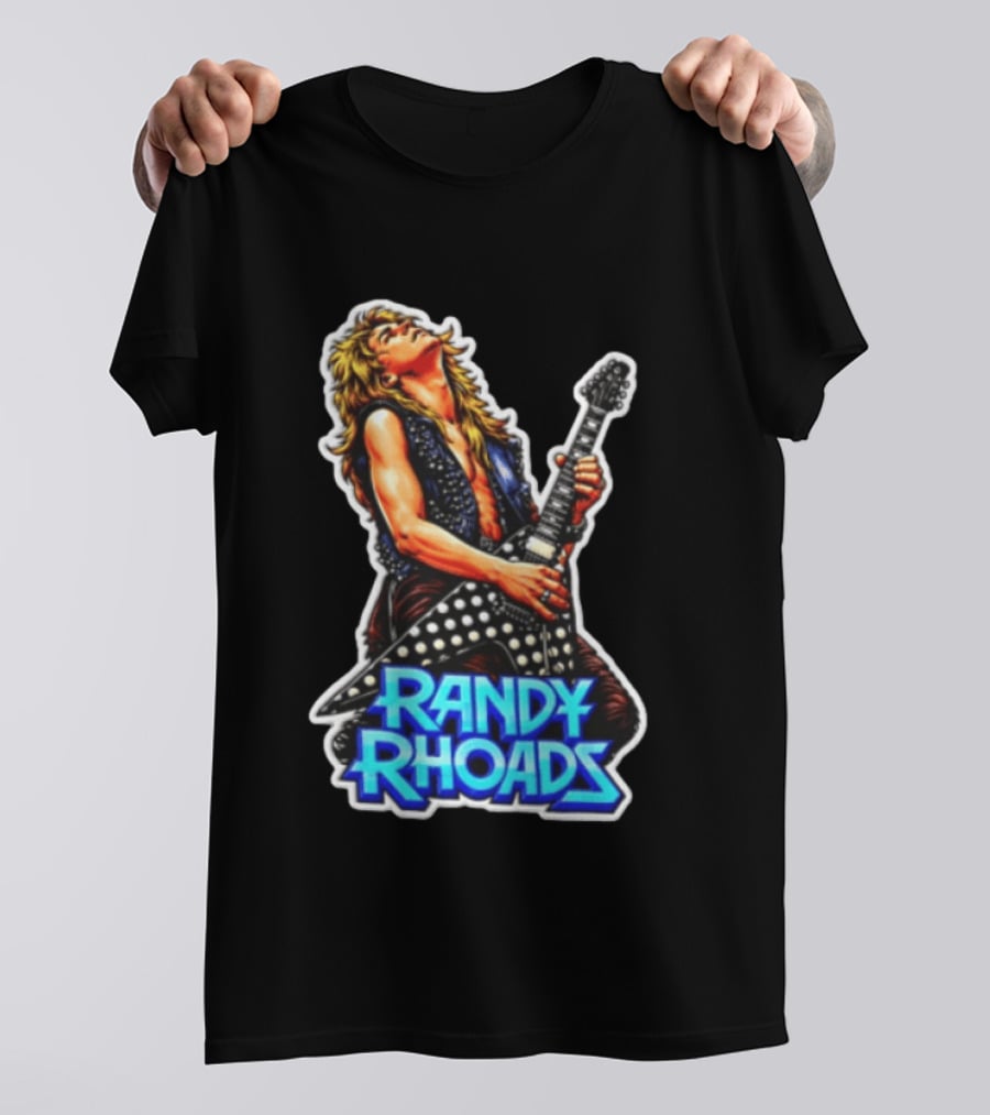 Randy Rhoads Polka Guitar Blonde Guitarist Playing T-Shirt