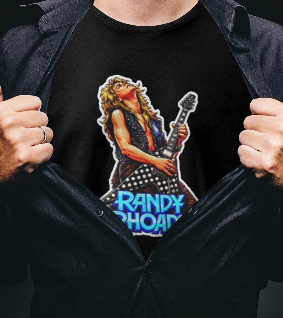 Randy Rhoads Polka Guitar Blonde Guitarist Playing T-Shirt