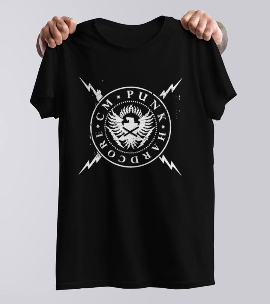 Distressed CM Punk Hardcore Wrestling Iconic Lightning T-Shirt