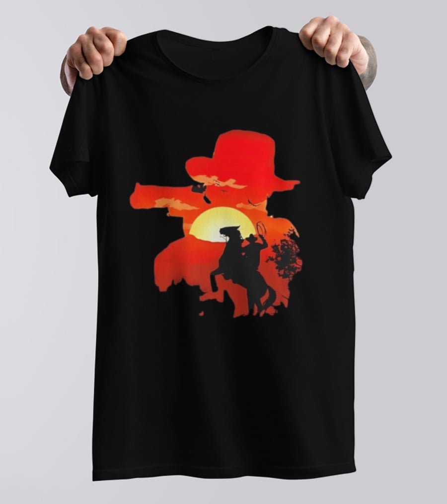 Red Dead Redemption Cowboy Sunset Western Horseback Adventure T-Shirt