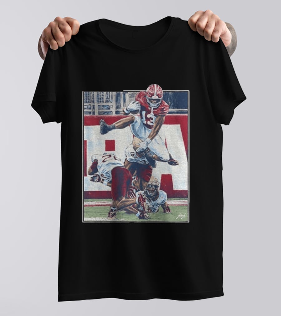 Alabama Football EJ Crowell Leaping Over Noles Defenders T-Shirt
