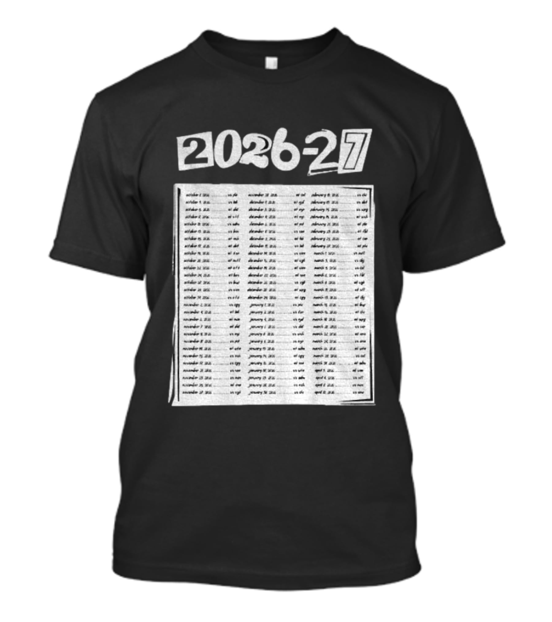 2026 2027 San Jose Sharks Team Hockey Match Date Schedule T-Shirt