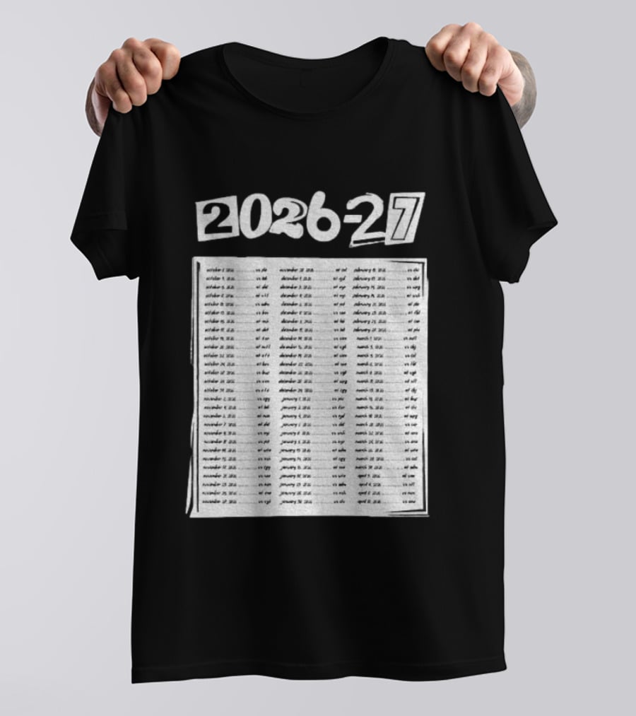 2026 2027 San Jose Sharks Team Hockey Match Date Schedule T-Shirt