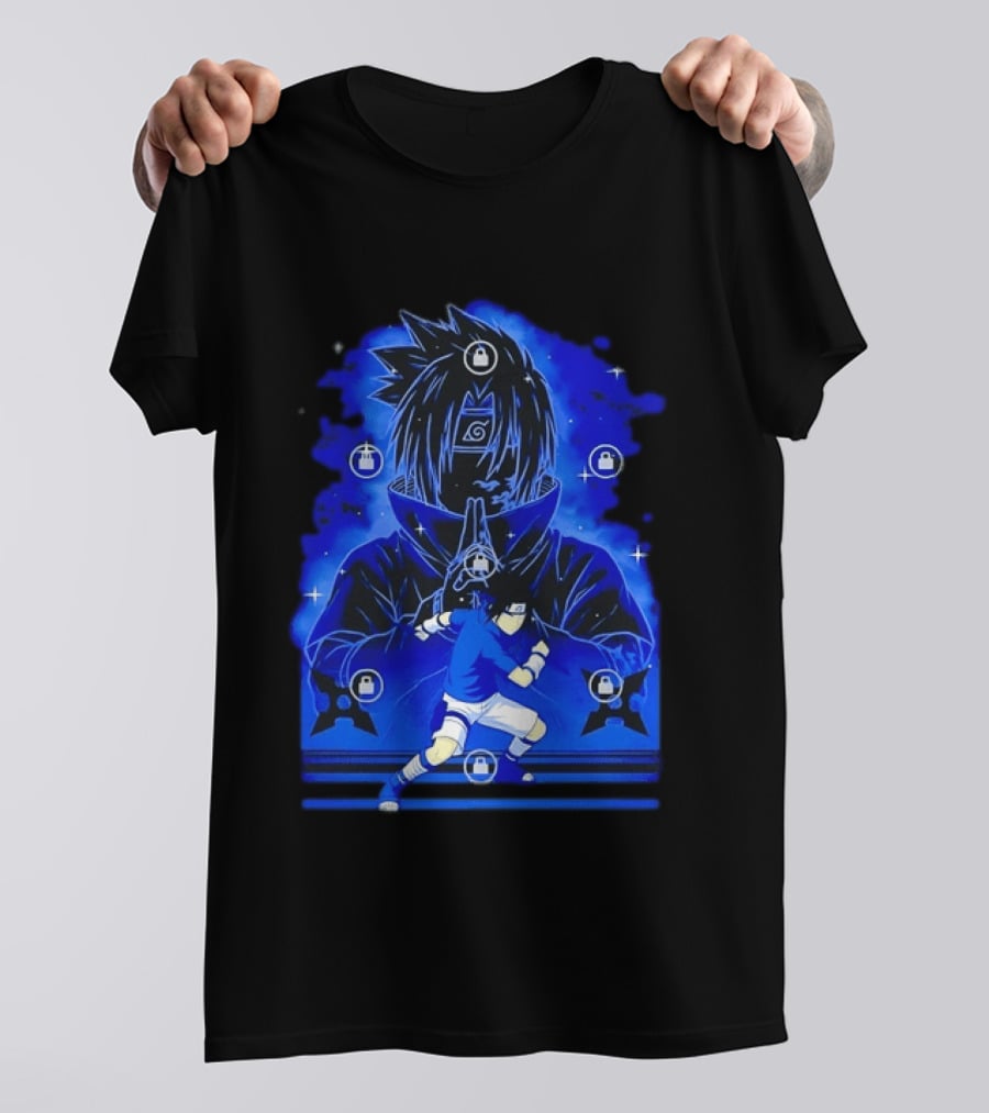 Sasuke Uchiha Naruto Anime Ninja Sharingan Chidori Jutsu T-Shirt