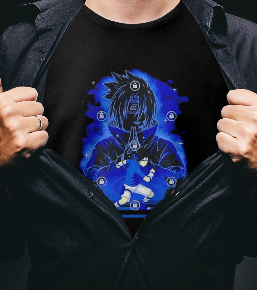 Sasuke Uchiha Naruto Anime Ninja Sharingan Chidori Jutsu T-Shirt