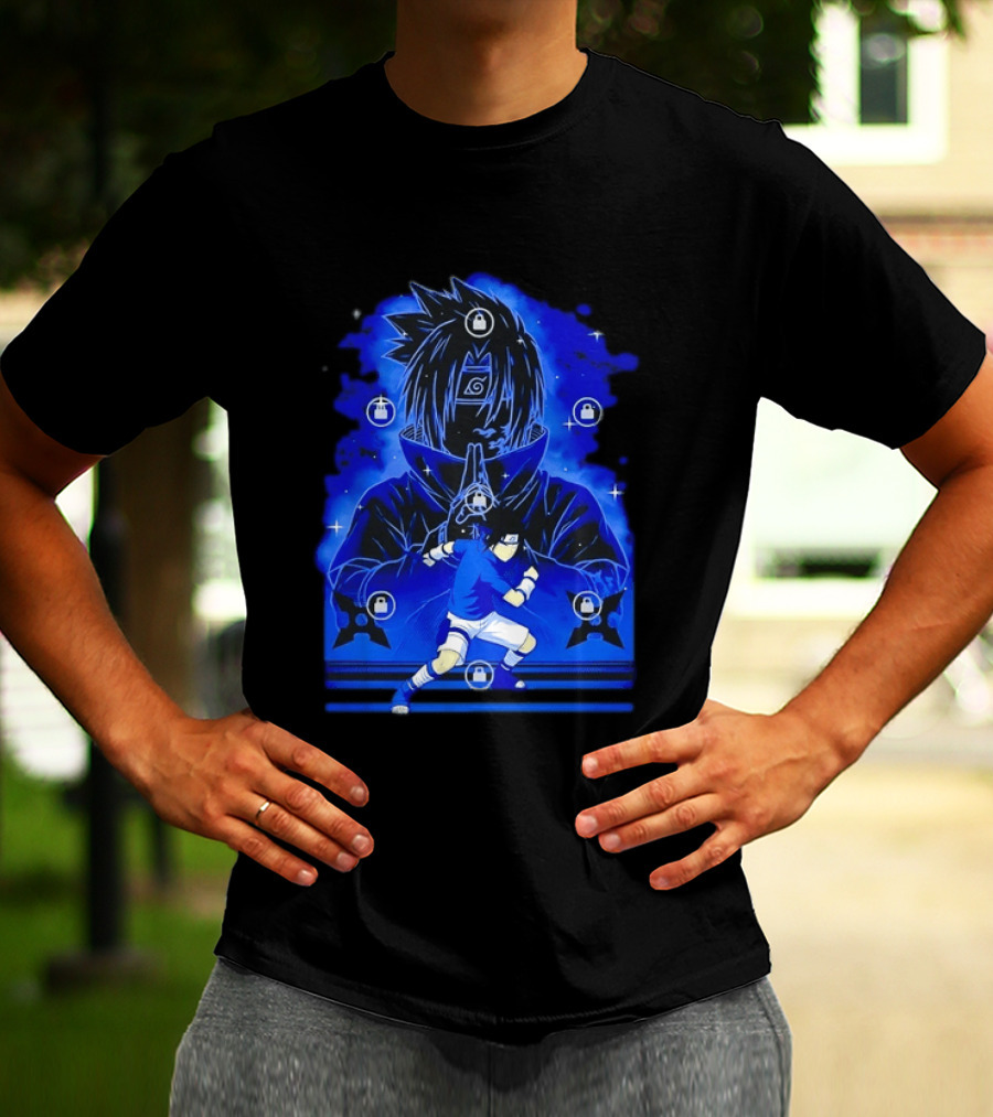 Sasuke Uchiha Naruto Anime Ninja Sharingan Chidori Jutsu T-Shirt