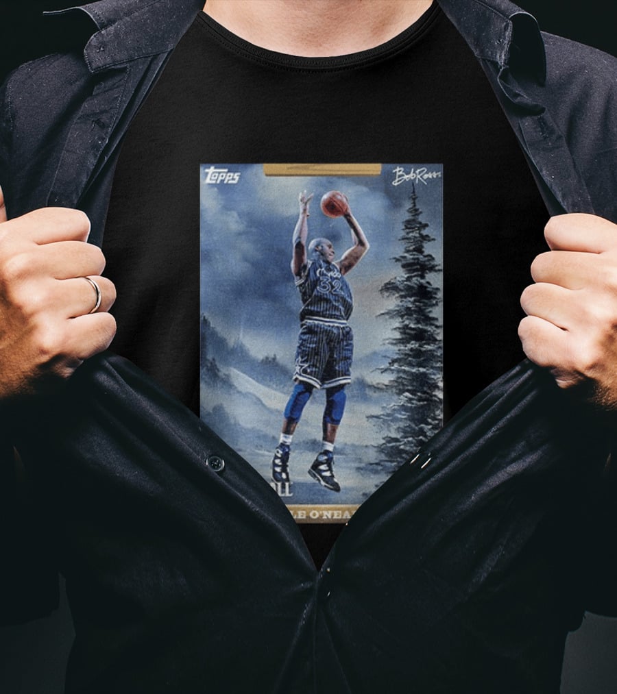 Shaquille O'Neal Magic Topps Bob Ross The Joy Of Basketball Card T-Shirt