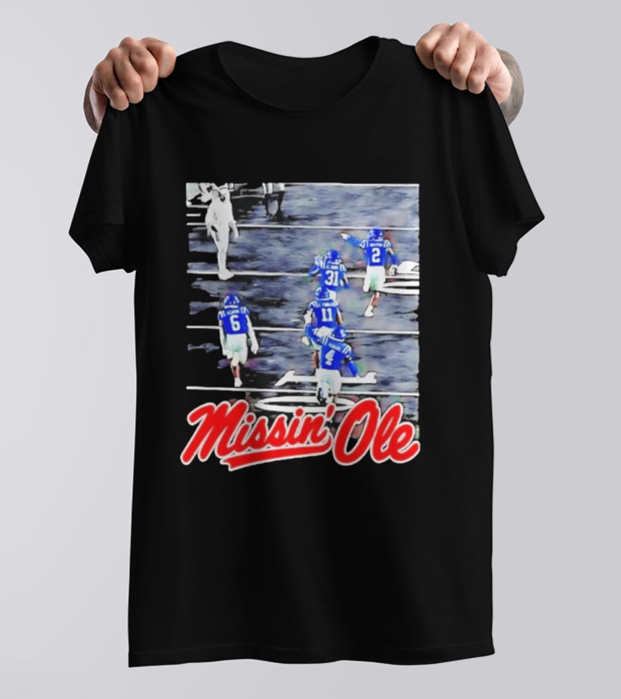 Missin' Ole Mississippi Rebels Football Players In Action T-Shirt