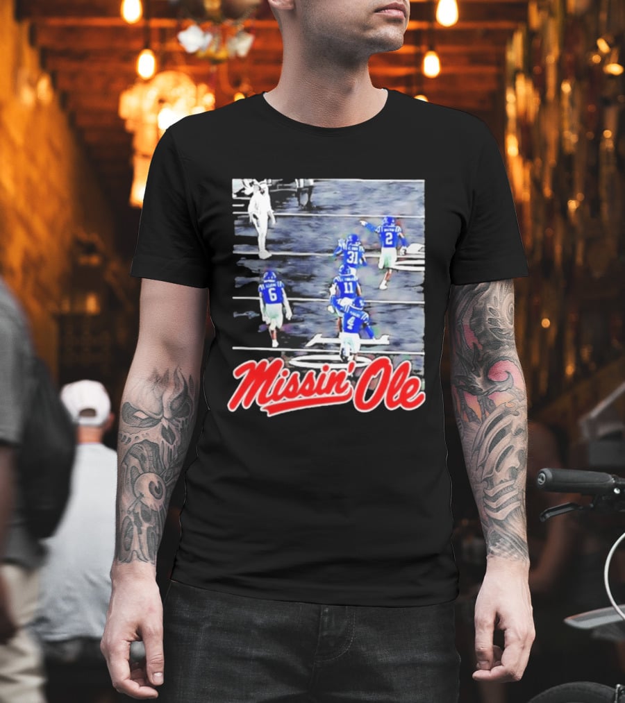 Missin' Ole Mississippi Rebels Football Players In Action T-Shirt