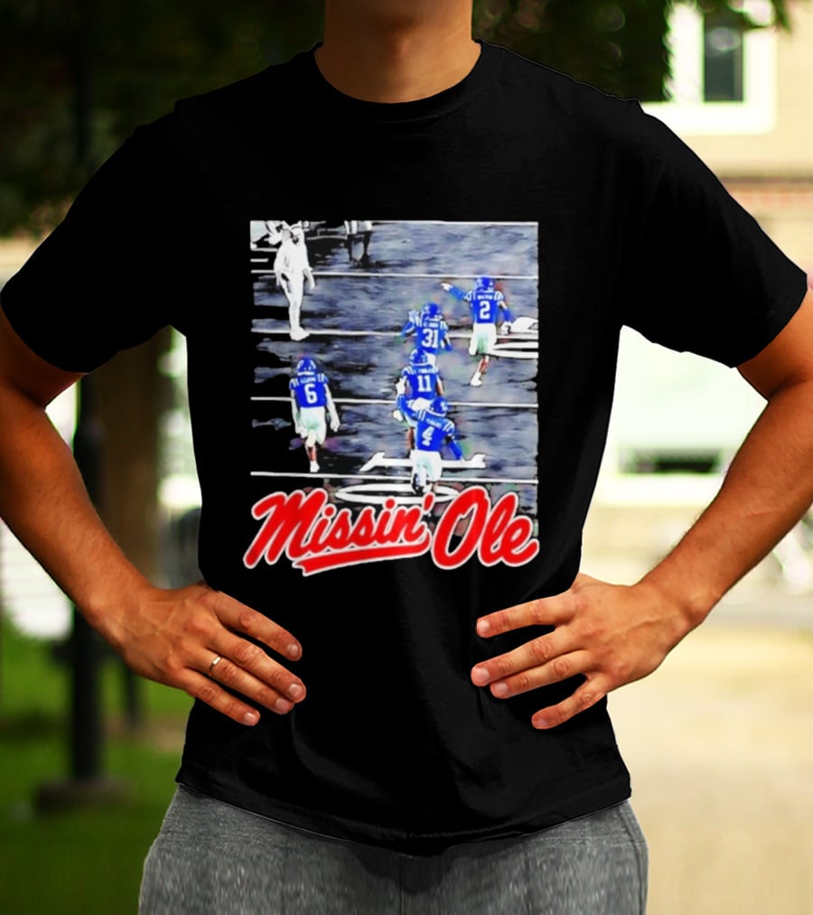 Missin' Ole Mississippi Rebels Football Players In Action T-Shirt