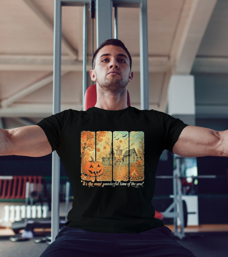 It's The Most Wonderful Time Of The Year Spooky Skeleton Pumpkin Campfire Halloween T-Shirt